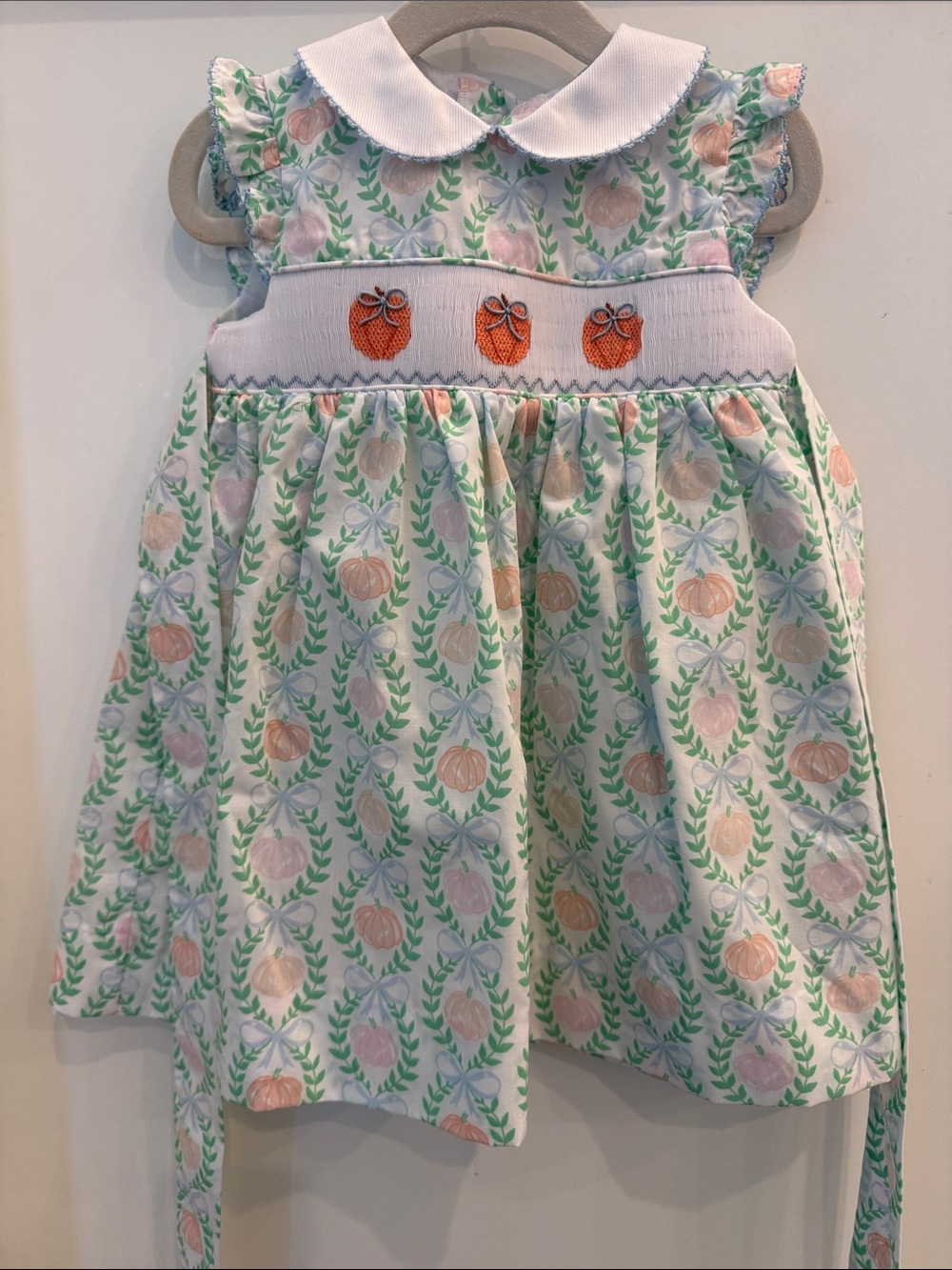 Southern Smocked company Classic Smocked Pumpkin print dress